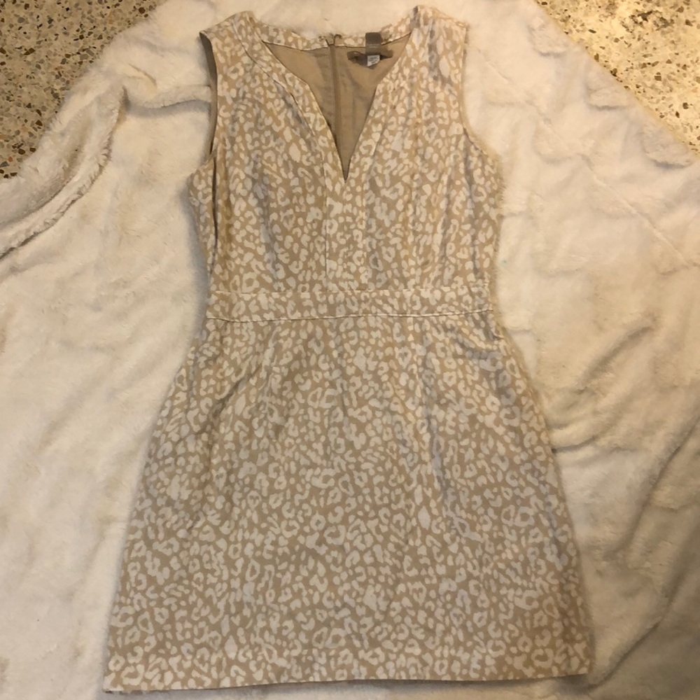 Tan and white leopard print dress